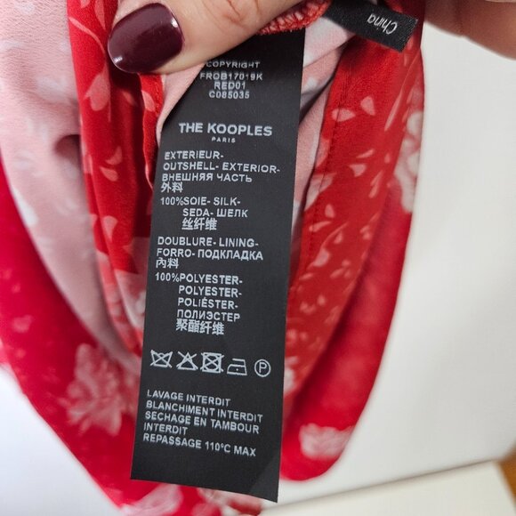 The Kooples Floral Off-The-Shoulder Asymmetric Silk Dress Sz S Bohemian Festival - Picture 11 of 11